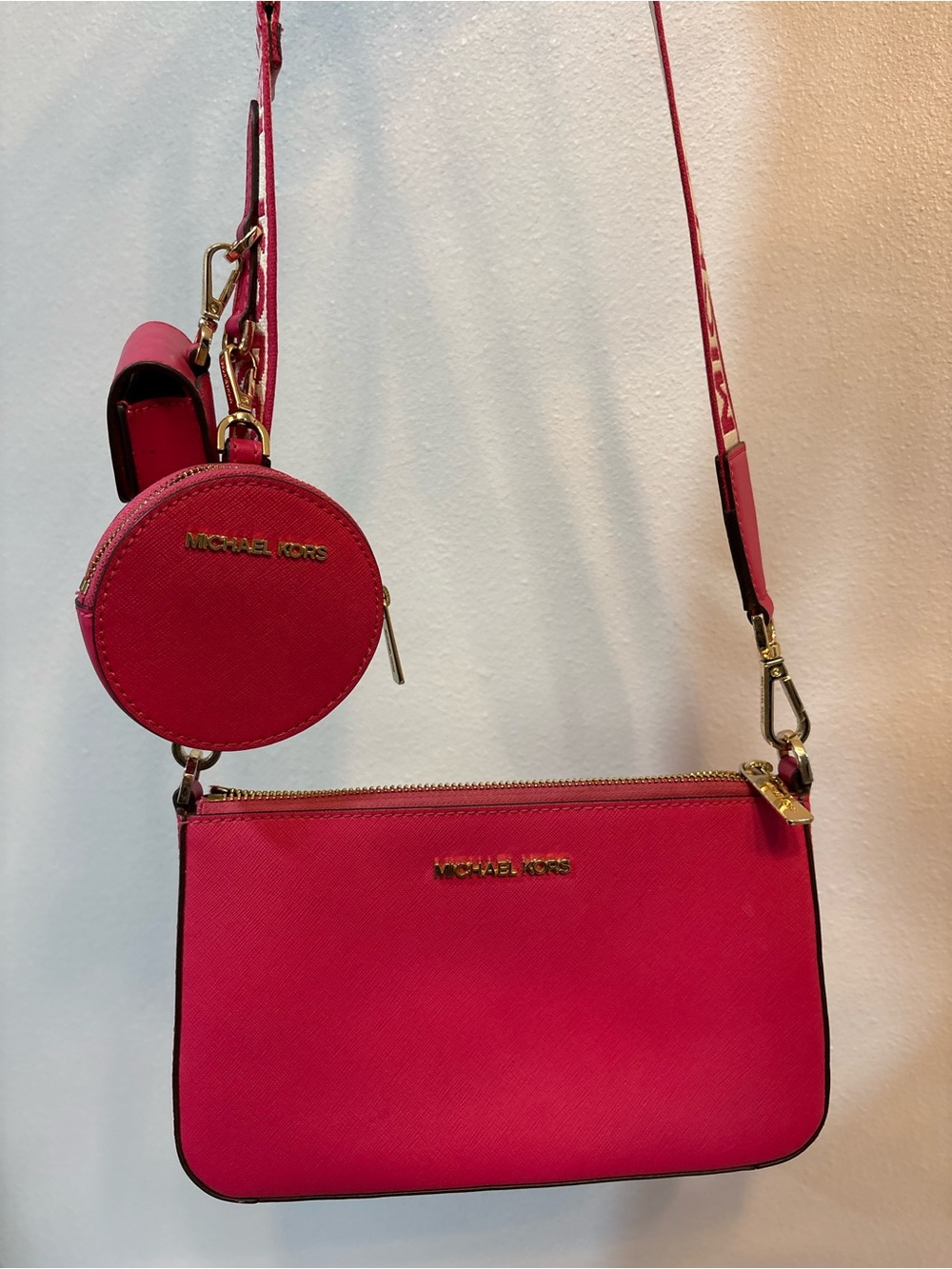 Michael Kors Hot Pink Crossbody with Coin Pouch